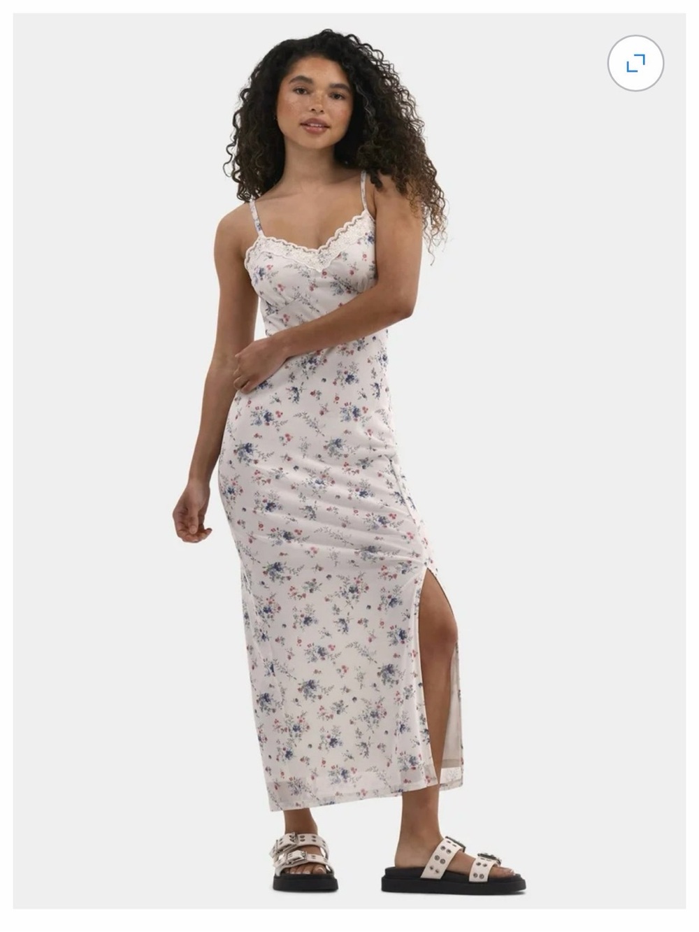 No Boundaries Floral Lace-Trim Slip Dress - Light Pink
